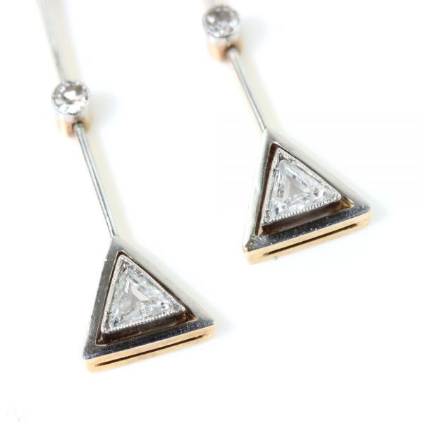 Antique Edwardian Triangle and Old Cut Diamond Pendant Necklace, 1.05 carat total