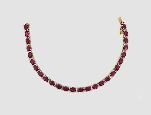 11.12ct Ruby and 0.92ct Diamond Line Bracelet