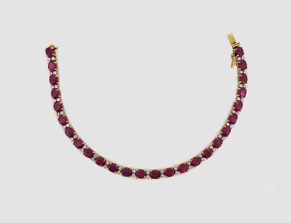 11.12ct Ruby and 0.92ct Diamond Line Bracelet