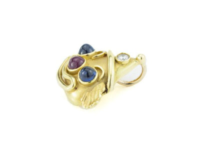 Vintage Deakin and Francis Gem Set 18ct Yellow Gold Clown Pendant