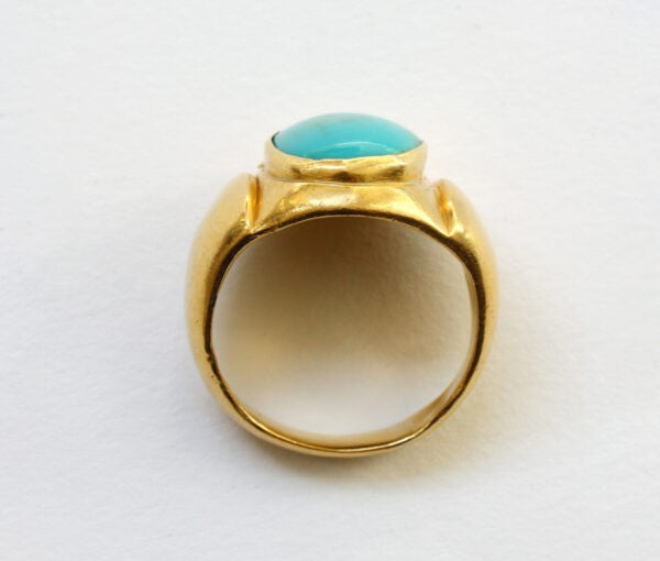 Antique Victorian Cabochon Turquoise and Gold Signet Ring