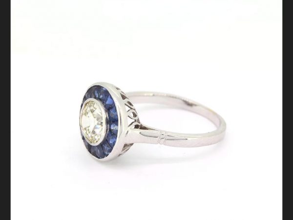 Sapphire and Diamond Target Ring, 1.21 carats