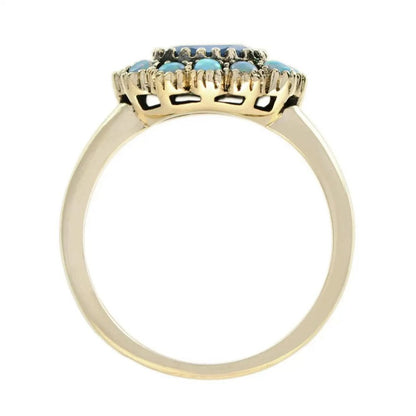 0.90ct Oval Sapphire and Opal Floral Cluster Ring