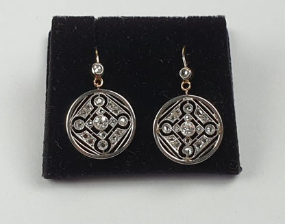 Antique Edwardian Geometric Diamond Drop Earrings