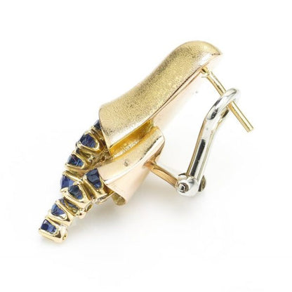 Vintage Mellerio 18ct Gold Bell Shaped Earrings with Sapphires, Circa 1940s