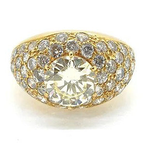 Vintage French Mellerio Diamond Bombe Ring