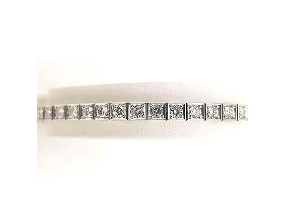 Vintage Ornately Engraved 4.50ct Diamond Line Bracelet, set in 18ct white gold