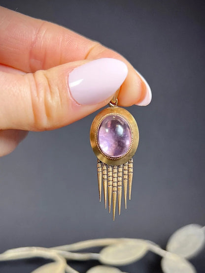 Antique 15ct Gold, Victorian Foil Backed Crystal Tassel Pendant