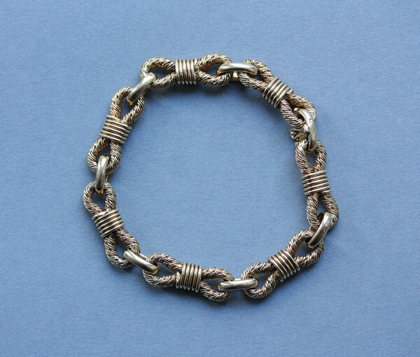 Georges Lenfant Vintage 18ct Yellow Gold Rope Link Bracelet; classic Lenfant braided rope like texture links, makers mark, France, circa 1970