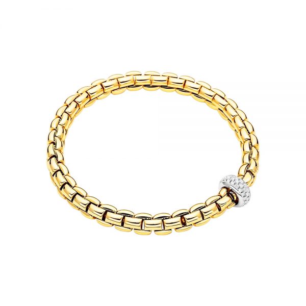 FOPE Eka Anniversario Flex'It 18ct Gold Bracelet with Diamond Pave