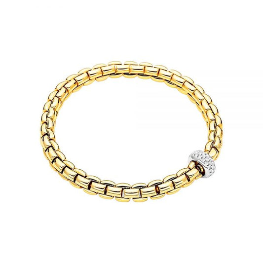 FOPE Eka Anniversario Flex'It 18ct Gold Bracelet with Diamond Pave