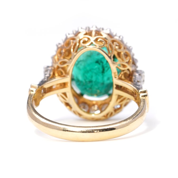 4ct Emerald and Diamond Cluster Ring in 18ct Yellow Gold
