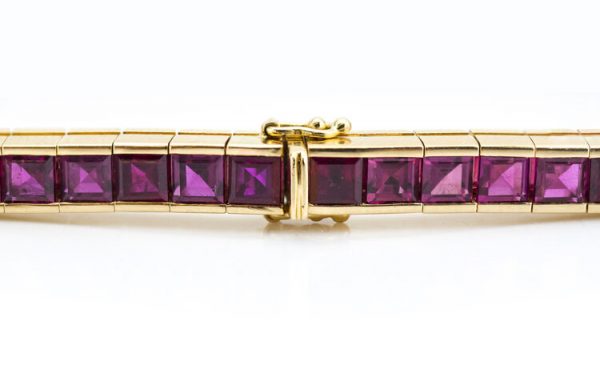 Vintage 8ct Princess Cut Natural Burmese Ruby Tennis Bracelet