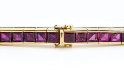 Vintage 8ct Princess Cut Natural Burmese Ruby Tennis Bracelet