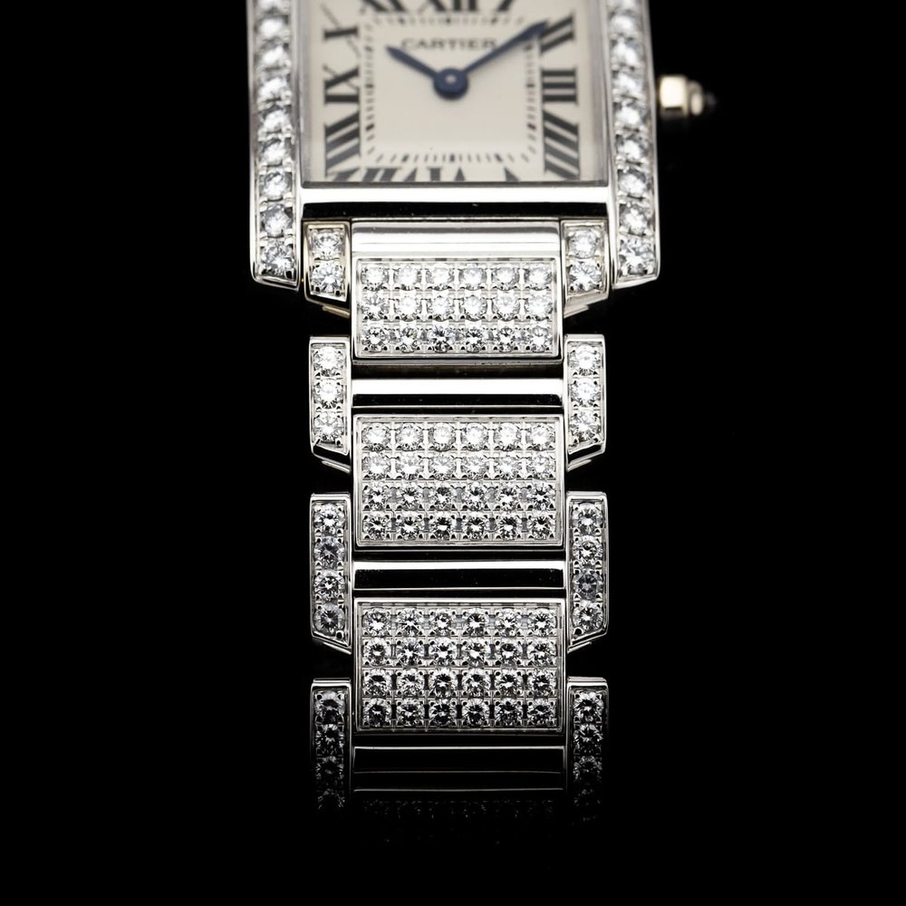 Cartier Tank Francaise 2365 White Gold Factory Diamonds Watch with Cartier service 2024