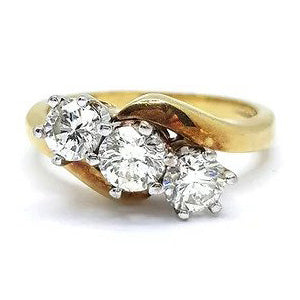 Diamond Three Stone Crossover Ring