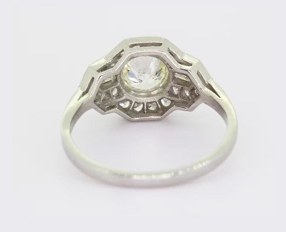 Art Deco Style Diamond Cluster Ring, 1.30 carat total, 18ct white gold.