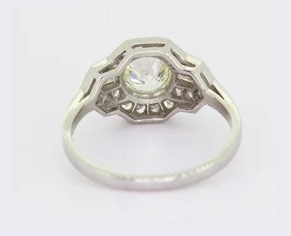 Art Deco Style Diamond Cluster Ring, 1.30 carat total, 18ct white gold.
