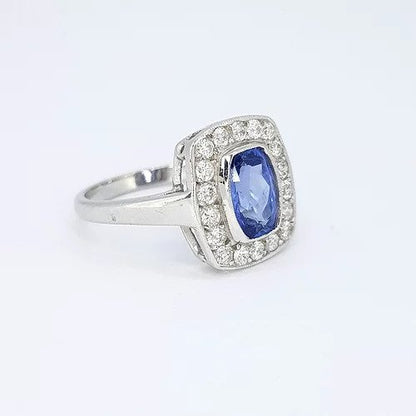 1.80ct Sapphire and Diamond Rectangular Cluster Ring in 18ct White Gold
