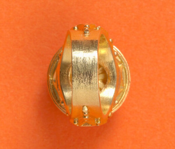 Jacob de Groes Cabochon Coral and 18ct Gold Geometric Dress Ring