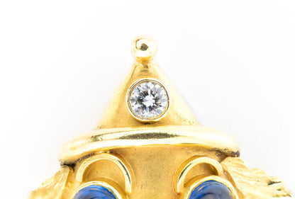 Vintage Deakin and Francis Gem Set 18ct Yellow Gold Clown Pendant