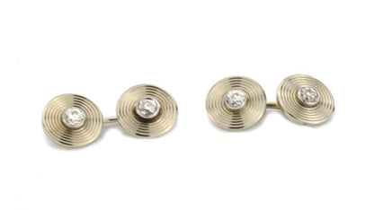 Bvlgari Old Cut Diamond and 18ct Yellow Gold Cufflink and Collar Clip Set