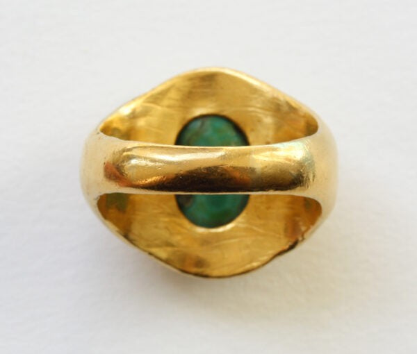 Antique Victorian Cabochon Turquoise and Gold Signet Ring