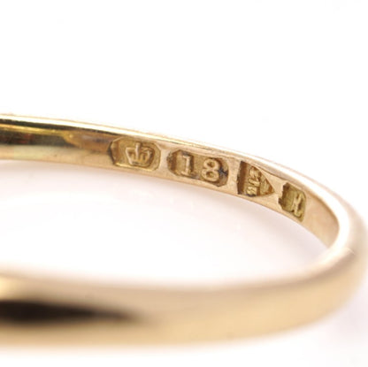 Edwardian Antique Sapphire and Old European Cut Diamond Marquise Cluster Ring in 18ct Yellow Gold. Made in England Chester 1910