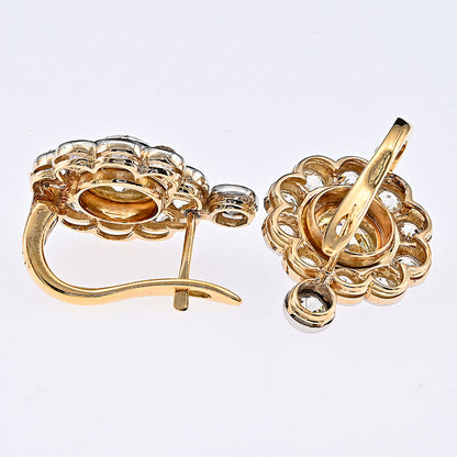 Edwardian Antique Diamond Cluster Drop Earrings, 6.40 carats