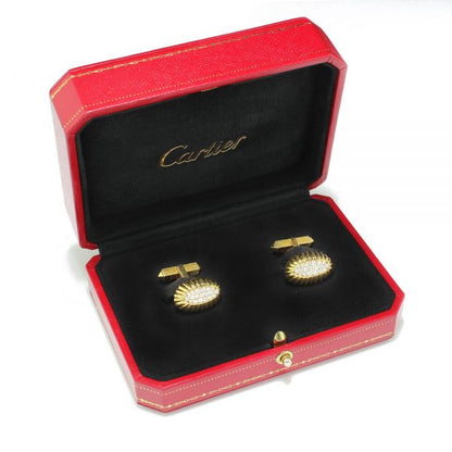 Cartier 18ct Yellow Gold Cufflinks with Diamonds, in Original Cartier Box