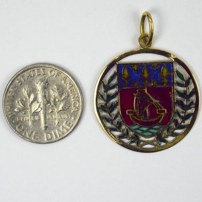 French City of Paris Coat of Arms 18ct Gold and Enamel Charm Pendant