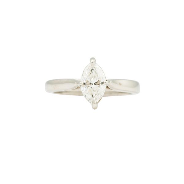 Marquise cut Diamond Solitaire Ring, 0.94 carats, set in Platinum, Certified