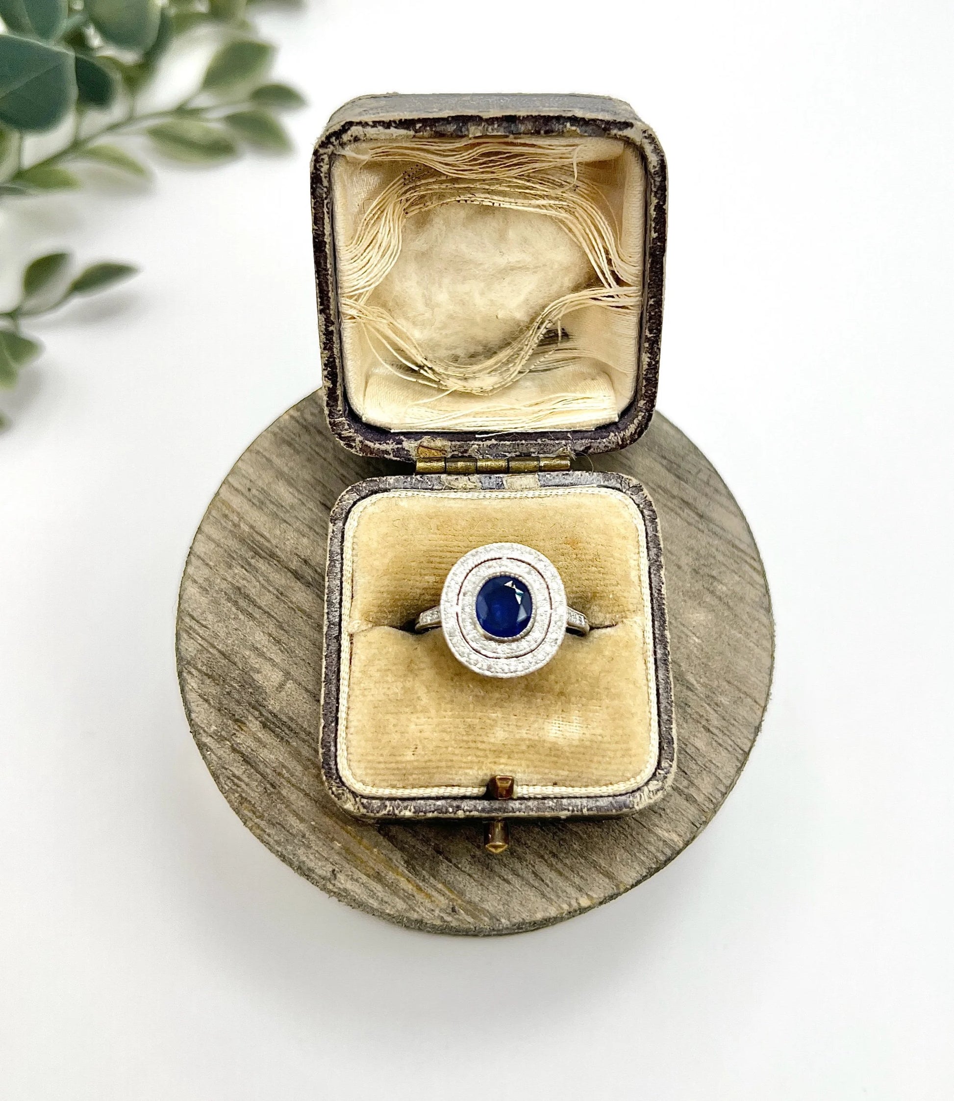Preloved Vintage Sapphire & Diamond Double Halo Engagement Ring, Target Ring