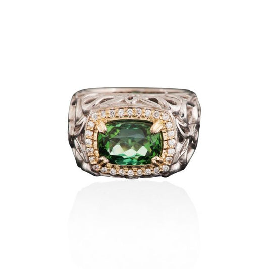 Tourmaline and Diamond Ring, 3.72 carat, 18ct White Gold