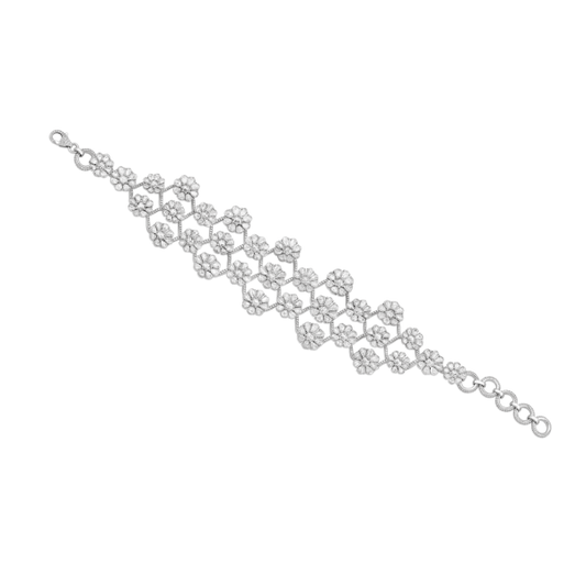 Fine Rose Cut Diamond Floral Cluster Bracelet, 17.25 carats