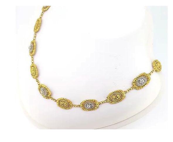 Vintage French Diamond Set 18ct Yellow Gold Necklace