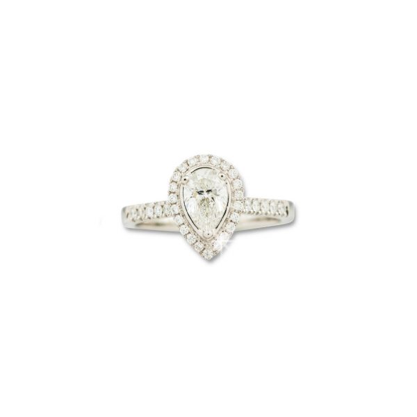 Pear Cut Diamond Cluster Ring, 0.71 carats, Platinum, with Certificate