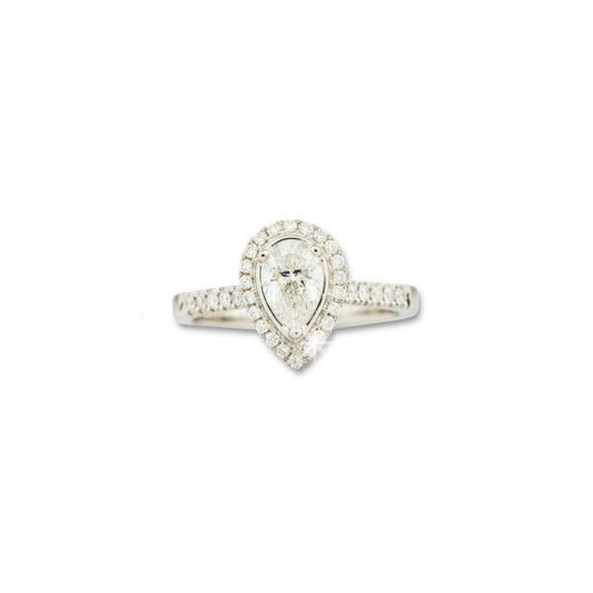 Pear Cut Diamond Cluster Ring, 0.71 carats, Platinum, with Certificate