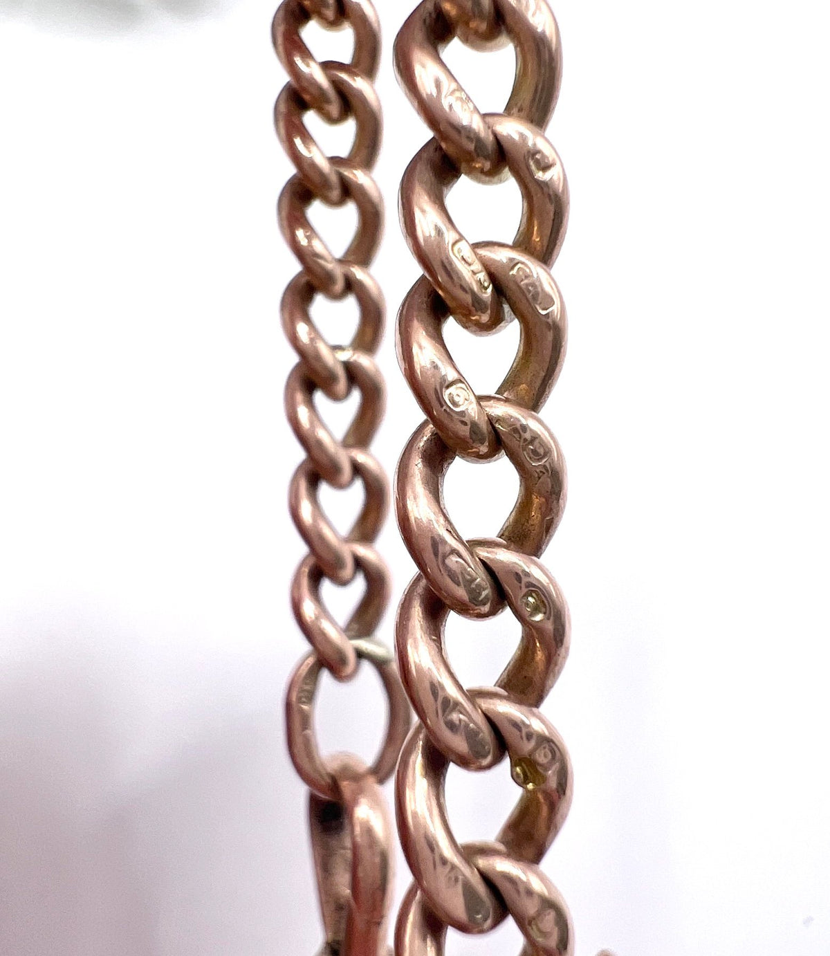Antique 9 Carat Rose Gold Curb Link Albert Bracelet, Circa 1900
