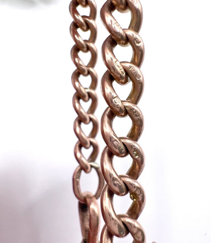 Antique 9 Carat Rose Gold Curb Link Albert Bracelet, Circa 1900