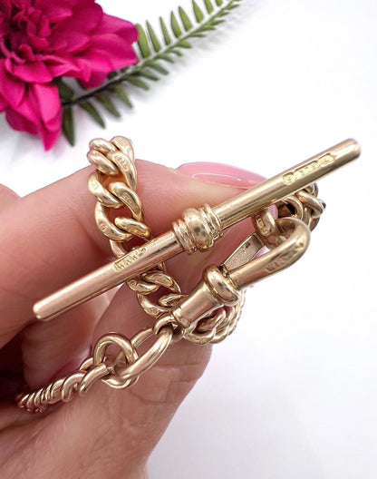 Vintage 9 ct Gold Albert Chain: Watch Chain Necklace, Birmingham 1930