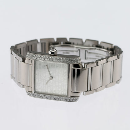 Cartier Tank Francaise 18ct White Gold WE101853 Factory Diamond Watch with factory set diamond case and limited production silver Cartier Boutique dial in original red Cartier box, with instruction booklet and stamped Cartier warranty papers dated 2010