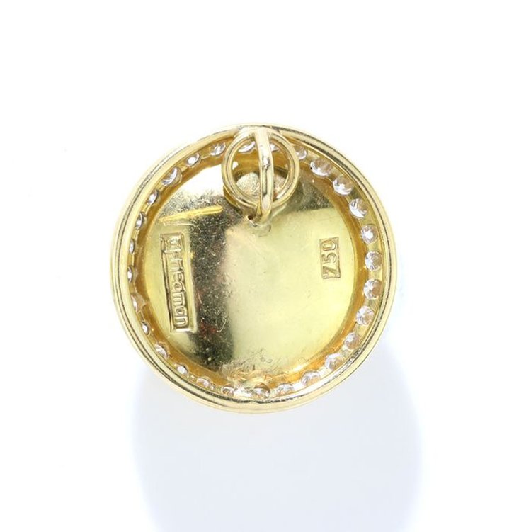 Vintage 1970s Moonstone and Diamond Cluster Pendant by Jack Friedman