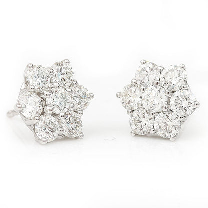 2.65ct Brilliant Cut Diamond Floral Cluster Earrings