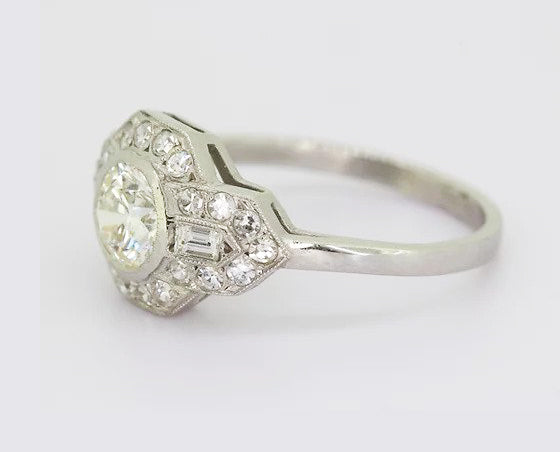 Art Deco Style Diamond Cluster Ring, 1.30 carat total, 18ct white gold.