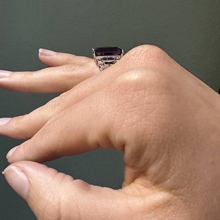 Art Deco Style Amethyst and Sapphire Dress Ring