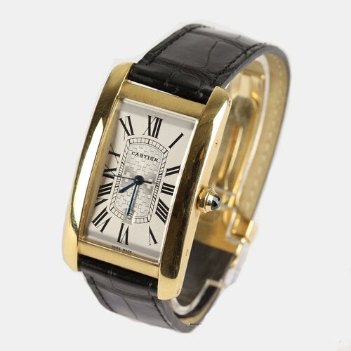 Cartier Tank Americaine Rare Limited Edition Large Model Automatic Rectanuglar Watch, Ref 1740, Engraved reverse, Signed, Numbered, With Paperwork and Cartier pouch