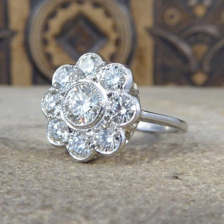 Contemporary Diamond Daisy Cluster Ring in Platinum, 1.70 carat total