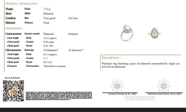 Contemporary 2.40ct Diamond and Platinum Pear Shaped Cluster Ring