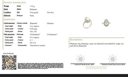 Contemporary 2.40ct Diamond and Platinum Pear Shaped Cluster Ring